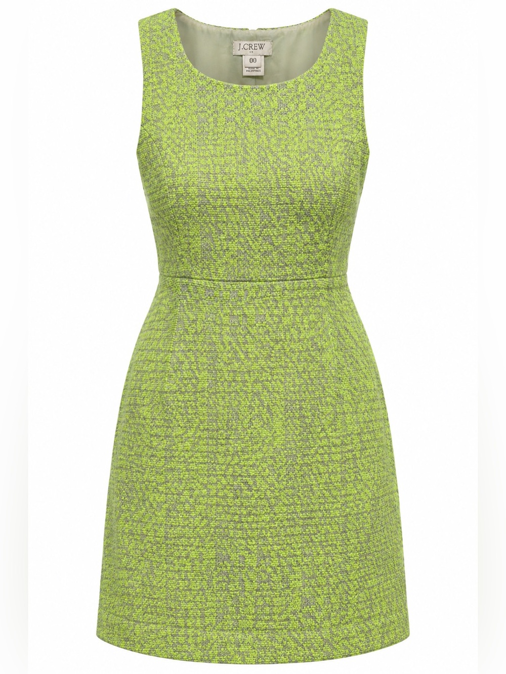 Vintage J Crew Neon Green Tweed Mini Dress - Size 00